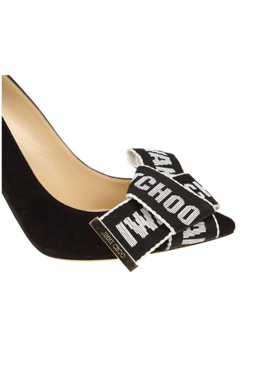 Shop Jimmy Choo "tegan 100" Decollete In Black Suede In Black/chalk