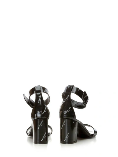 Shop Balenciaga Black Leather Sandals In Noir Blanc