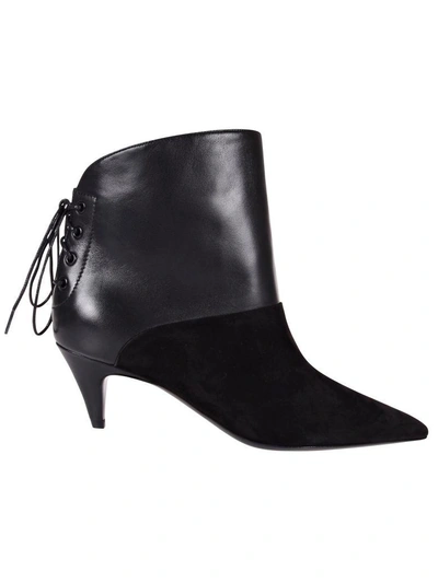 Shop Saint Laurent Laced Back Ankle Boots In Nero