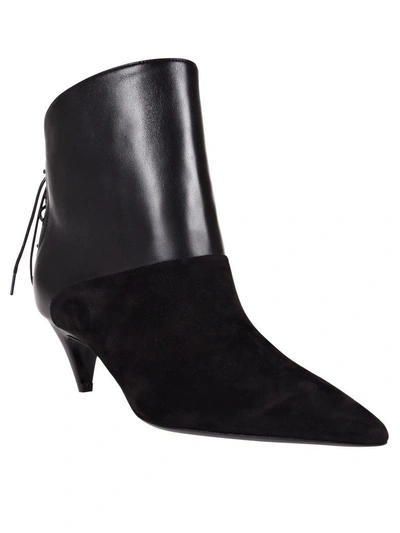 Shop Saint Laurent Laced Back Ankle Boots In Nero