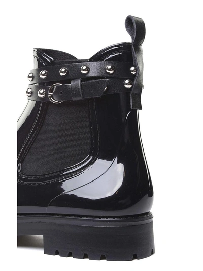 Shop Red Valentino Metal Dot Shiny-pvc Rain Ankle Boots In Nero