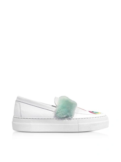 Shop Joshua Sanders My Little Pony Eco Fur Slip On Sneakers In White
