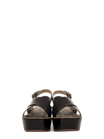 Shop Fabio Rusconi Black Leather Wedge Sandal