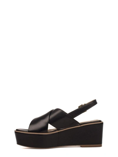 Shop Fabio Rusconi Black Leather Wedge Sandal