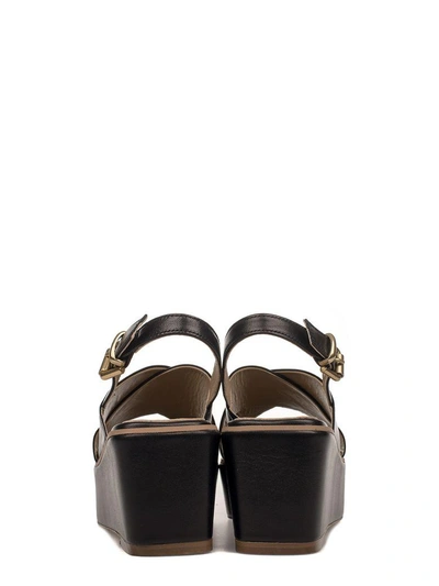 Shop Fabio Rusconi Black Leather Wedge Sandal