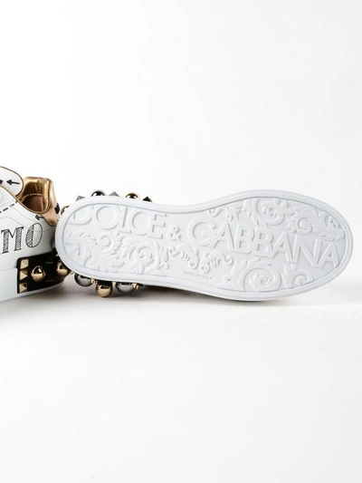 Shop Dolce & Gabbana Love Sneakers In 8sbianco/oro Antico