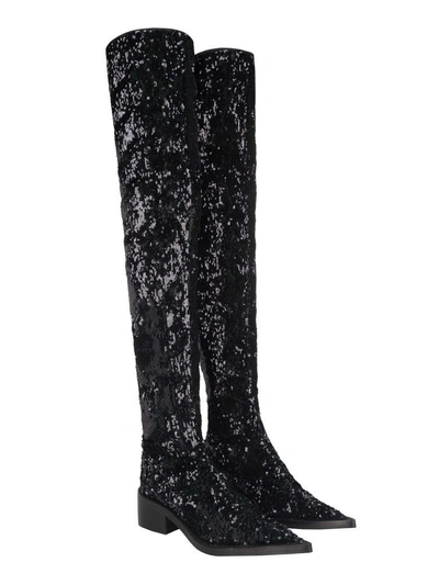Shop Mm6 Maison Margiela Mm6 Texano Over The Knee In Black + Silver