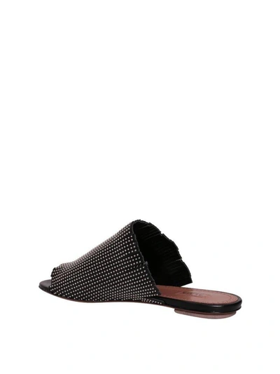 Shop Alaïa Leather Studded Sandals In Nero