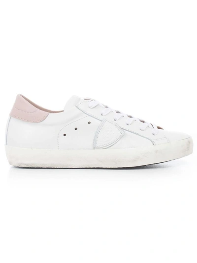 Shop Philippe Model Logo Patched Sneakers In White Pink