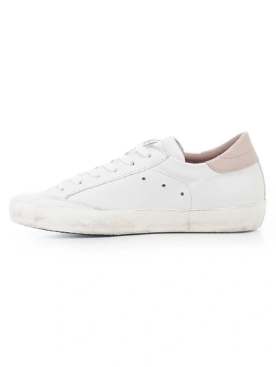 Shop Philippe Model Logo Patched Sneakers In White Pink