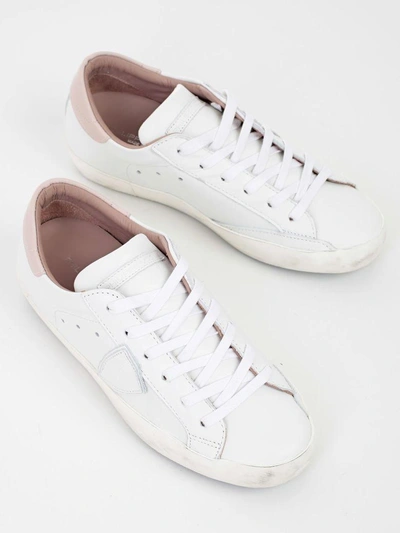 Shop Philippe Model Logo Patched Sneakers In White Pink