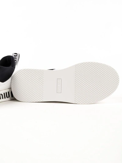 Shop Miu Miu Knit Slip-on Sneakers In Bianco