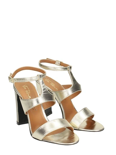 Shop Via Roma 15 T-strap Laminated Platinum Sandals