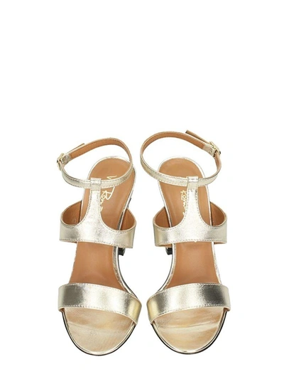 Shop Via Roma 15 T-strap Laminated Platinum Sandals