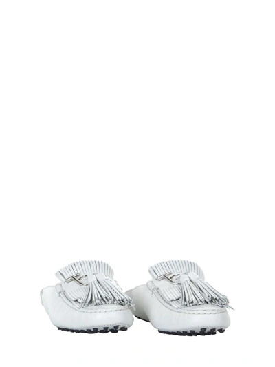 Shop Tod's Gommino Slipper In Leather In Bianco