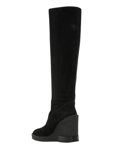 Shop Tod's Suede Boots With Wedge In Nero