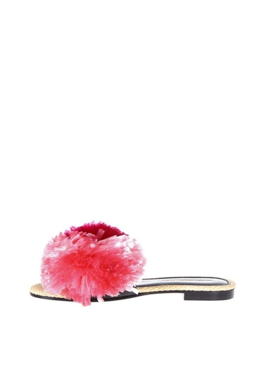 Shop Avec Modération Bora Bora Pink Raphia Pompom Sandals