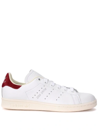 Shop Adidas Originals Stan Smith White And Red Leather Sneaker In Bianco