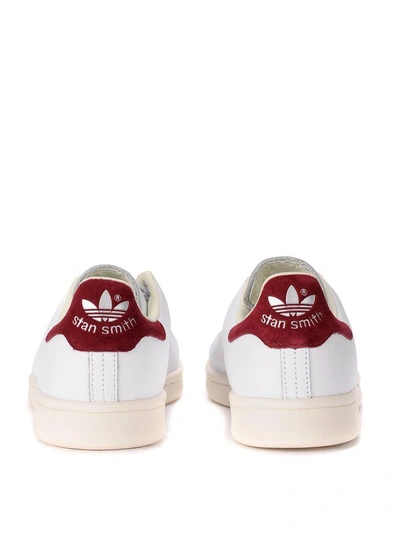 Shop Adidas Originals Stan Smith White And Red Leather Sneaker In Bianco