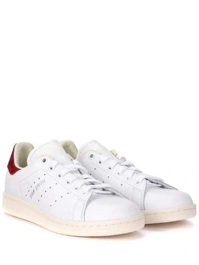 Shop Adidas Originals Stan Smith White And Red Leather Sneaker In Bianco