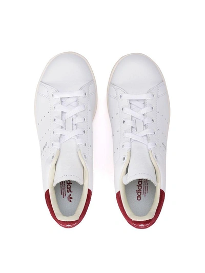 Shop Adidas Originals Stan Smith White And Red Leather Sneaker In Bianco