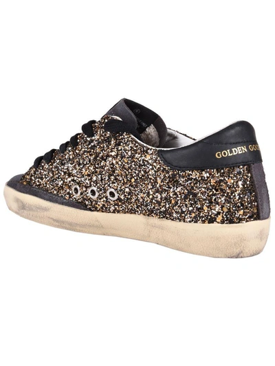 Golden Goose Superstar Sneakers In Black Gold Glitter/fluo Star