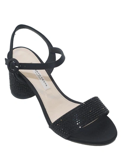 Shop Roberto Festa - Satin Sandal Aster In Black