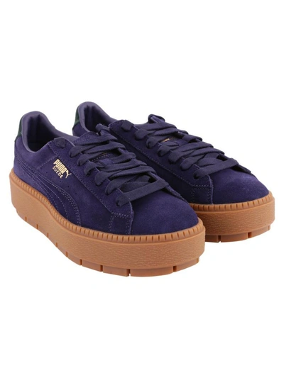 Shop Puma Platform Tracebold Suede Sneakers In Blue