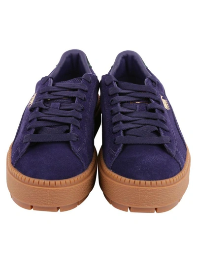 Shop Puma Platform Tracebold Suede Sneakers In Blue