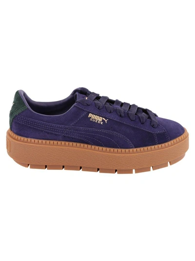 Shop Puma Platform Tracebold Suede Sneakers In Blue