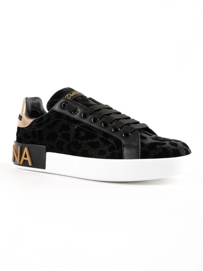 Shop Dolce & Gabbana Leopard Sneakers In 8bnero/nero