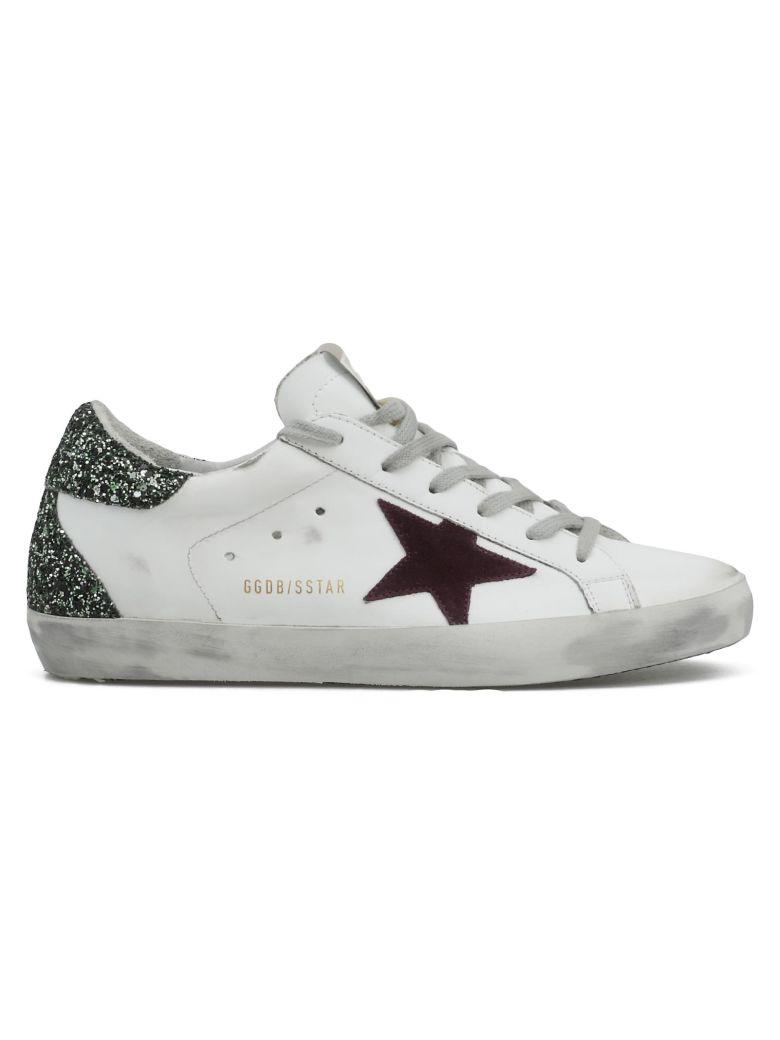 green glitter golden goose sneakers