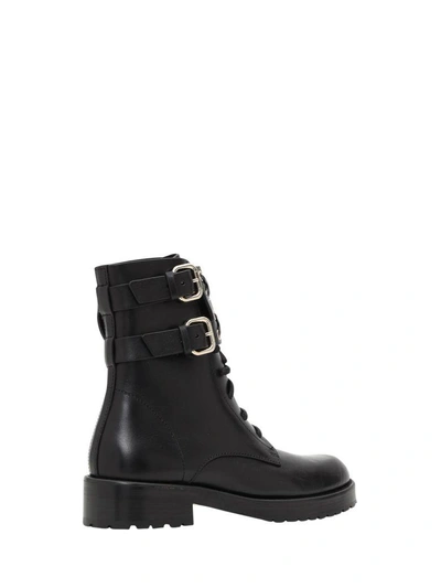 Shop Red Valentino Rock Ruffles Combat Boot In Nero