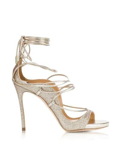 Shop Dsquared2 Golden Glitter High Heel Sandals
