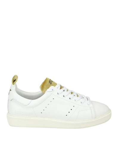 Shop Golden Goose "starter" Sneakers In White Leather With Velvet Details