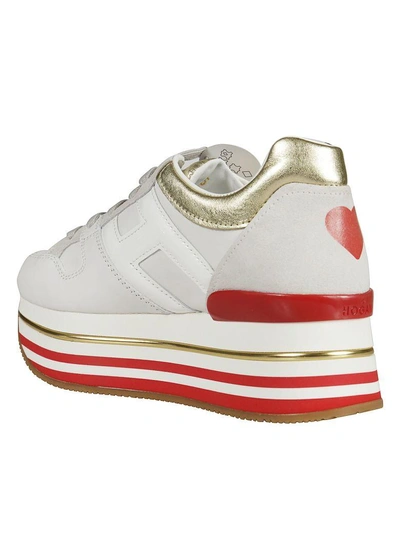 Shop Hogan Maxi H222 Platform Sneakers In White/red