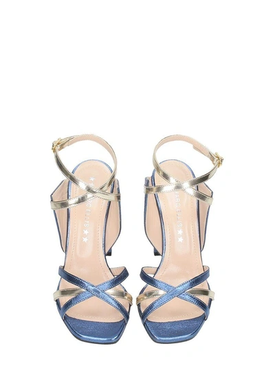 Shop Marc Ellis Blue Silver Leather Sandals