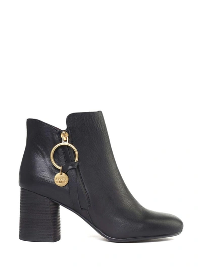 Shop See By Chloé Howl Leather Ankle Boots In Nero