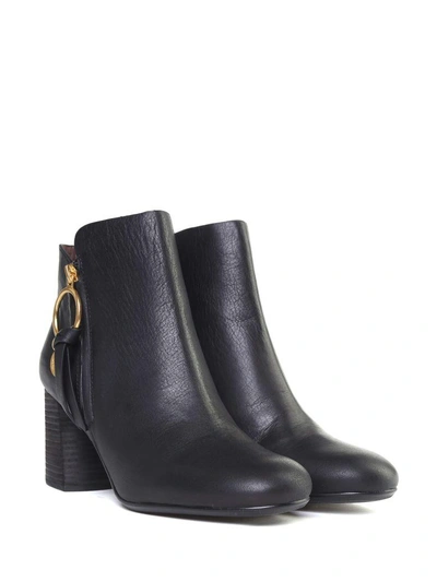 Shop See By Chloé Howl Leather Ankle Boots In Nero