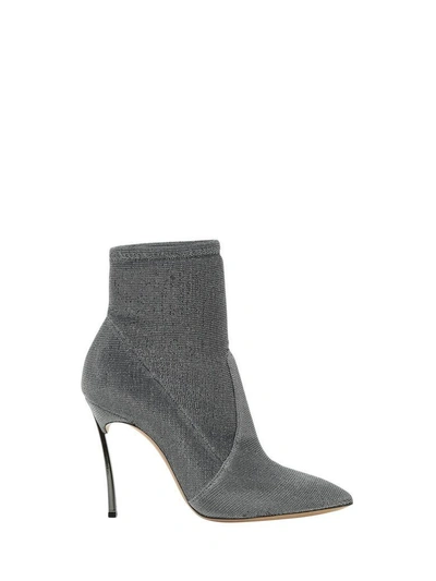 Shop Casadei Silver Blade Heel Ankle-boots In Argento