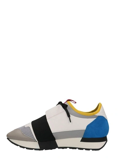 Shop Balenciaga Race Runner Leather Sneakers In White