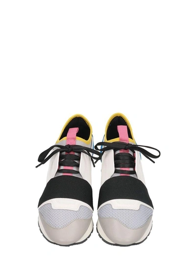 Shop Balenciaga Race Runner Leather Sneakers In White