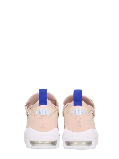 Nike Air More Money Pink Leather Sneakers In Rose-pink