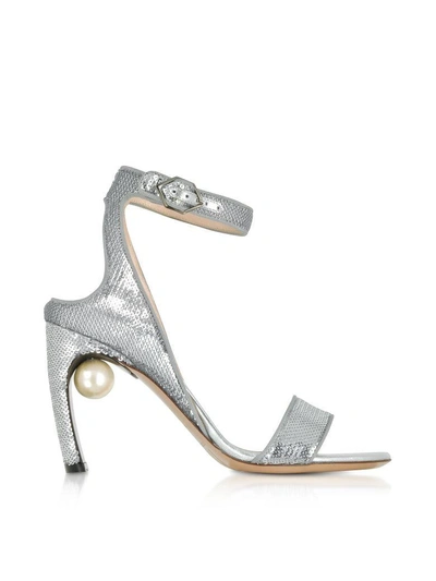 Shop Nicholas Kirkwood Silver Sequins 90mm Lola Pearl Sandals