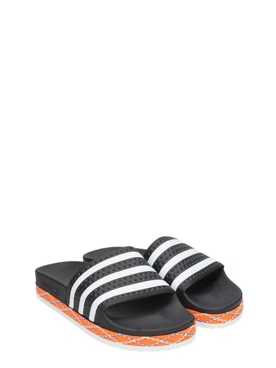 Shop Adidas Originals Adilette New Bold Flat Sandals In Black