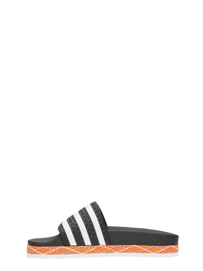 Shop Adidas Originals Adilette New Bold Flat Sandals In Black