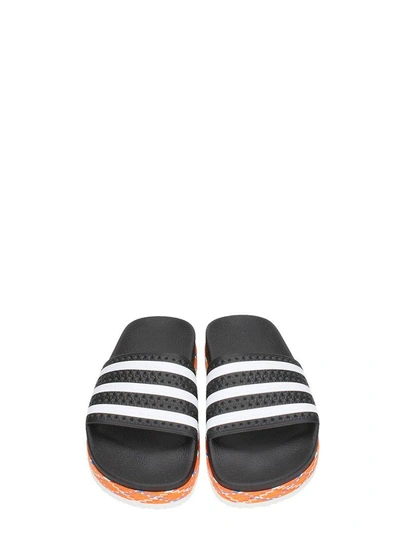 Shop Adidas Originals Adilette New Bold Flat Sandals In Black