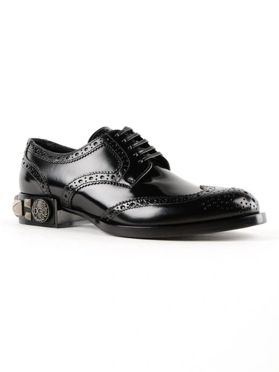 Shop Dolce & Gabbana Studded Lace Up Shoes In Nero