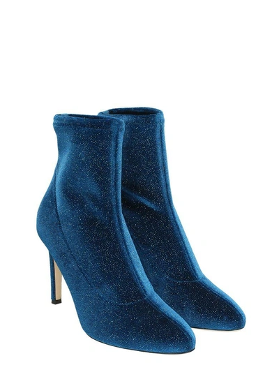 Shop Giuseppe Zanotti Celeste Velvet Blue Glitter Ankle Boots
