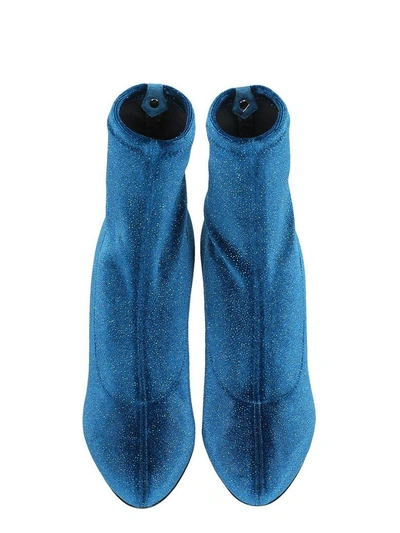 Shop Giuseppe Zanotti Celeste Velvet Blue Glitter Ankle Boots